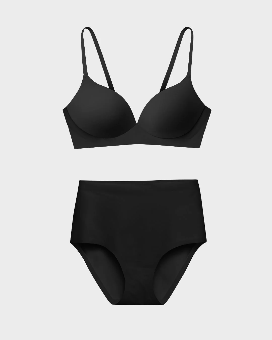 Black Pain Free T-Shirt Bra and High-Waisted Set