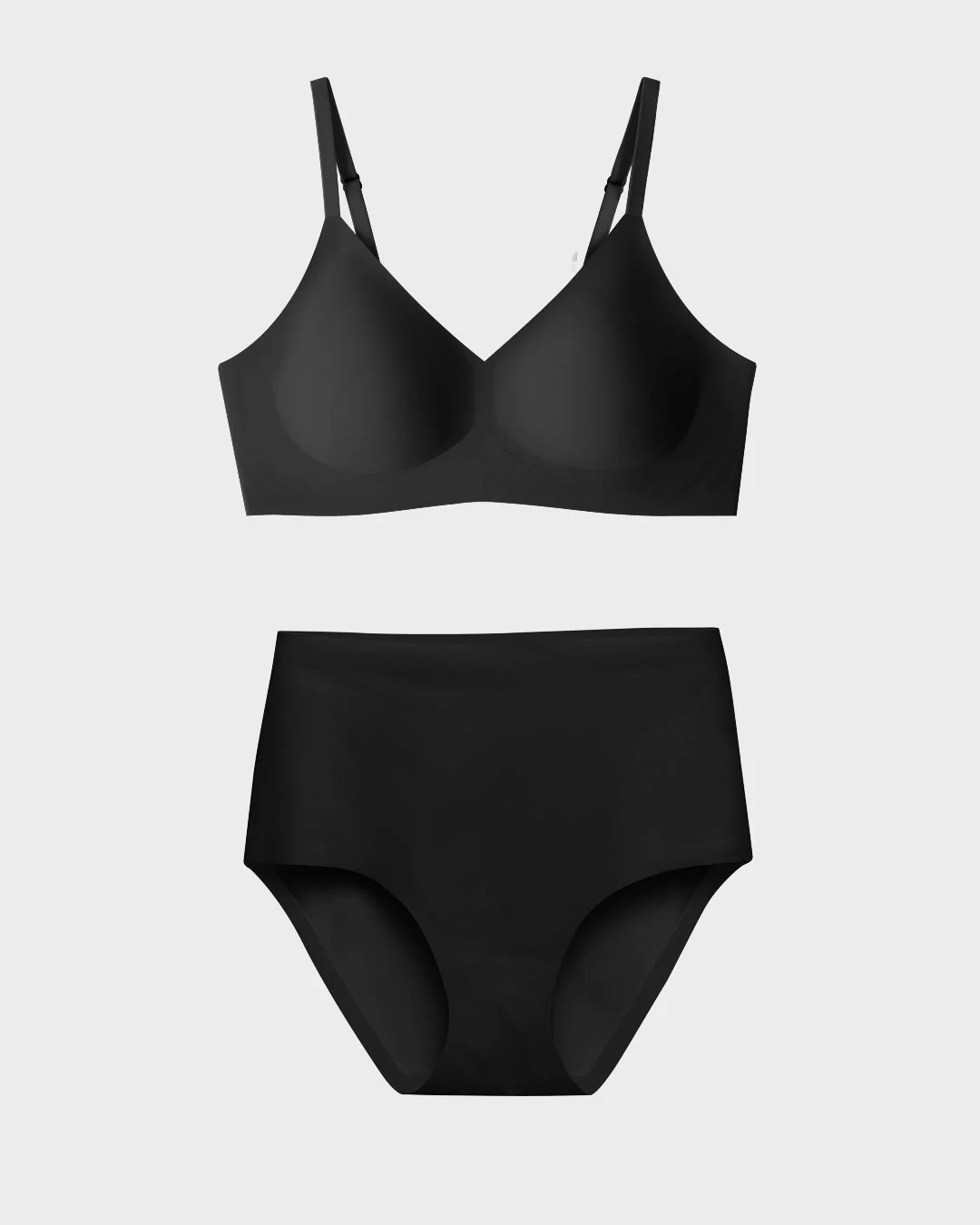 Black Relief Bra and High-Waisted Set