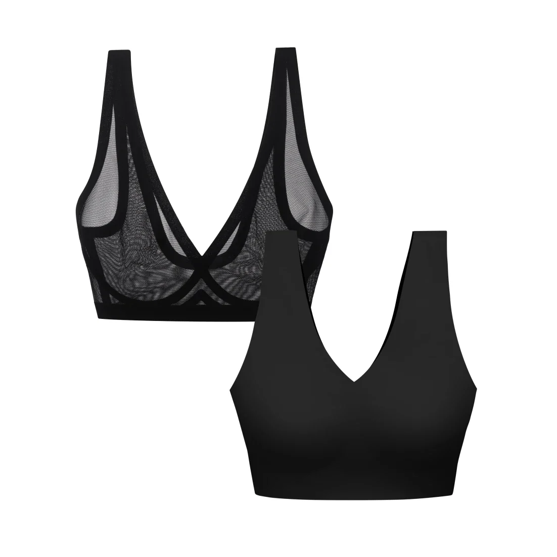 Black Sheer Bralette and Black Wireless Bra Duo - Image 6