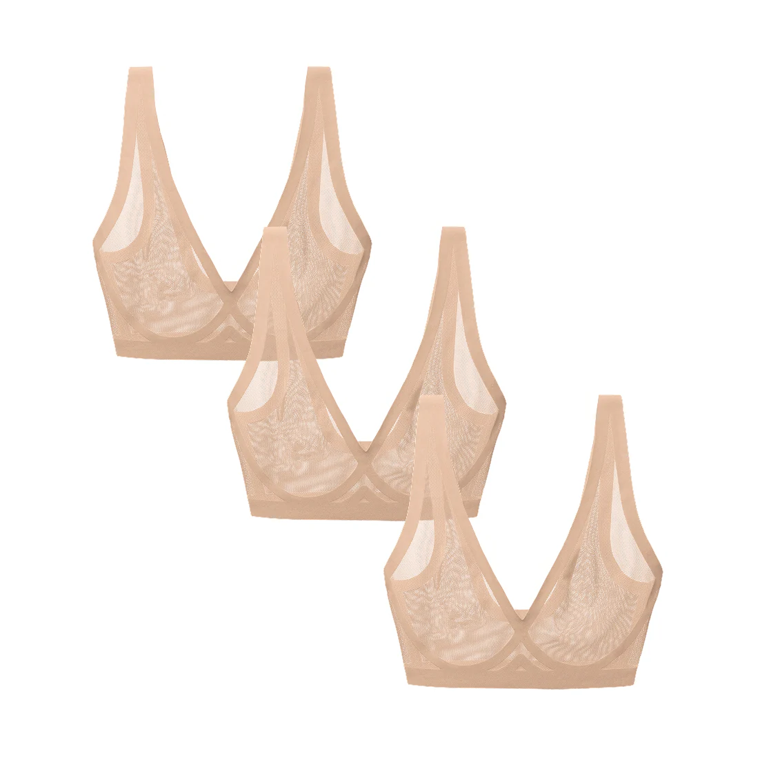 Champagne Sheer Bralette 3 Pack - Image 5