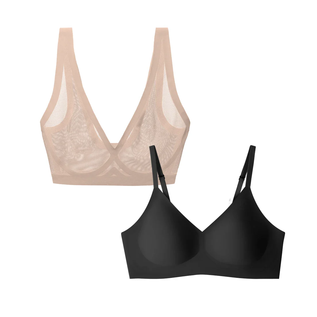 Champagne Sheer Bralette and Black Relief Bra Bundle - Image 6